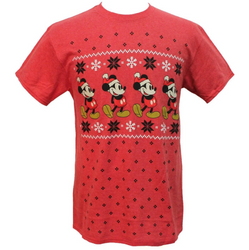 Hybrid Disney Mickey Mouse Men's Far Isle Christmas Holiday T-Shirt
